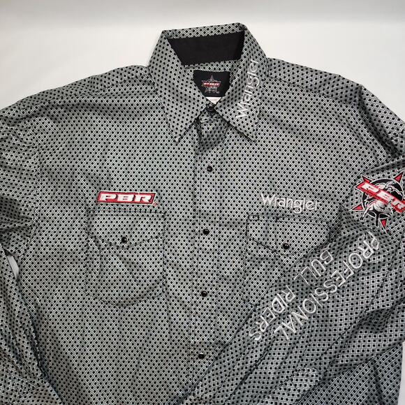 Wrangler Pro Bull Rider Long Sleeve Button-Up Medium Diamond Pattern - Picture 1 of 10